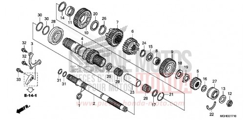 TRANSMISSION (VFR1200XD/XDA/XDL/XDS) (MAINSHAFT) VFR1200XDE de 2014